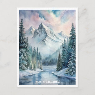 North Cascades National Park Watercolor Painting Postcard