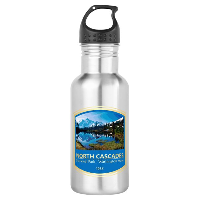 North Cascades NP (PF1) Stainless Steel Water Bottle (Front)