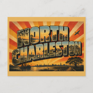 North Charleston SC Cooper River Salt Marsh Art Postcard