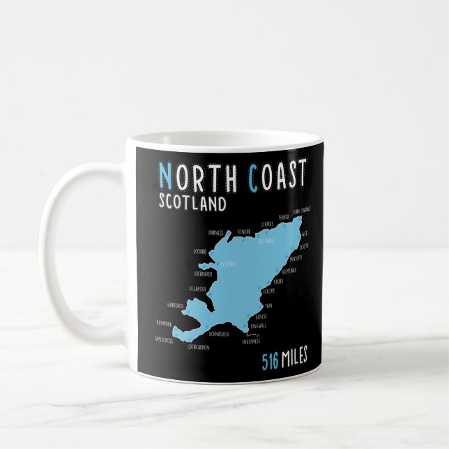 North Coast 500 Driving Route Map  Scotland  NC500 Coffee Mug (Left)
