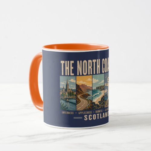 North Coast 500 Scotland Landmarks Illustration Mug