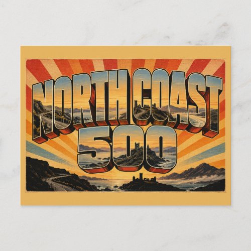 North Coast 500 Scotland Vintage Travel Art Postcard
