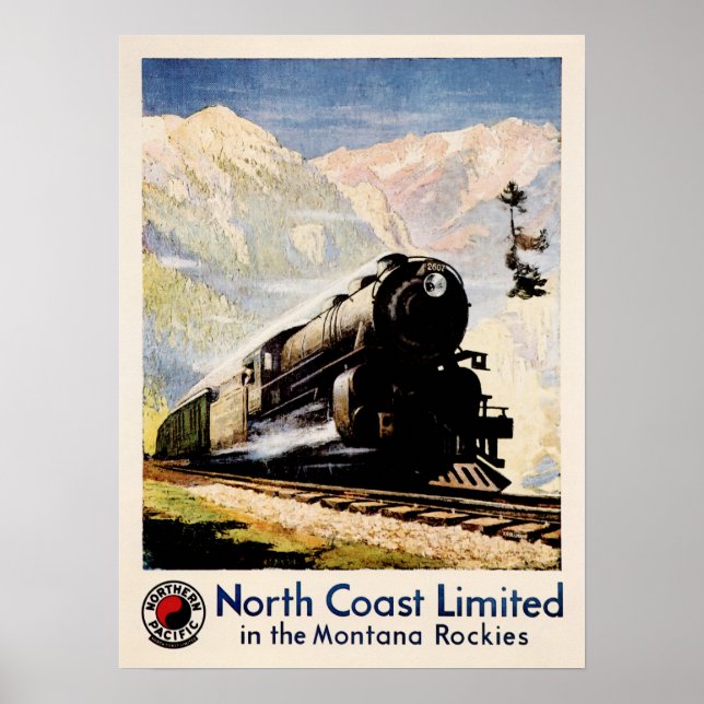 North Coast Limited Train Railway Travel Poster Ad (Front)