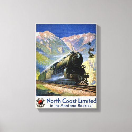 North Coast Limited Vintage Travel Poster Restored Canvas Print