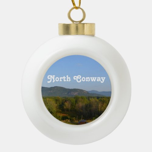 North Conway Ceramic Ball Christmas Ornament