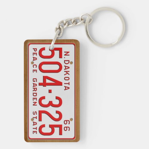 North Dakota 1966 Vintage License Plate Keychain