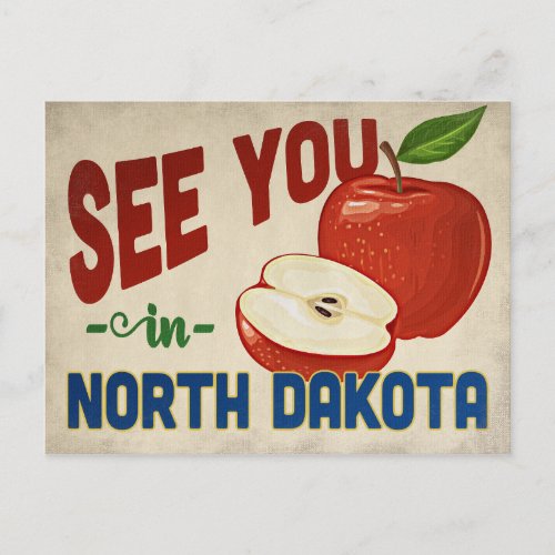 North Dakota Apple _ Vintage Travel Postcard