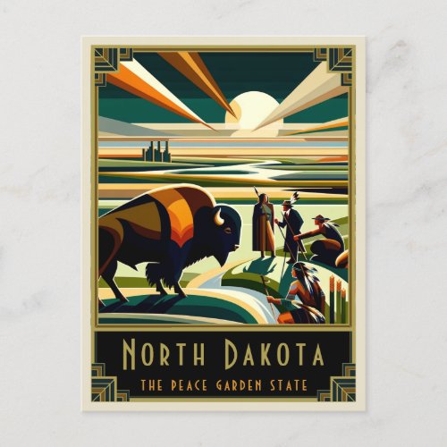 North Dakota  Art Deco Postcard