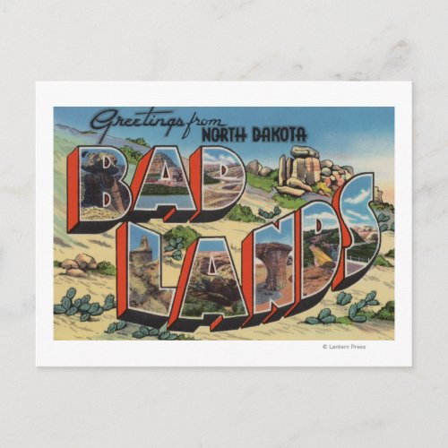 North Dakota _ Badlands _ Large Letter Scenes Postcard