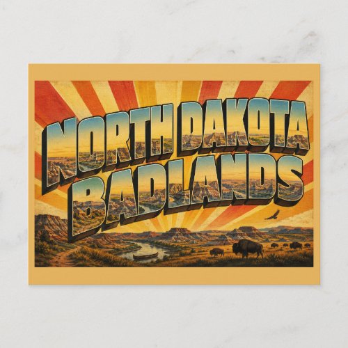 North Dakota Badlands Little Missouri Prairie Art Postcard