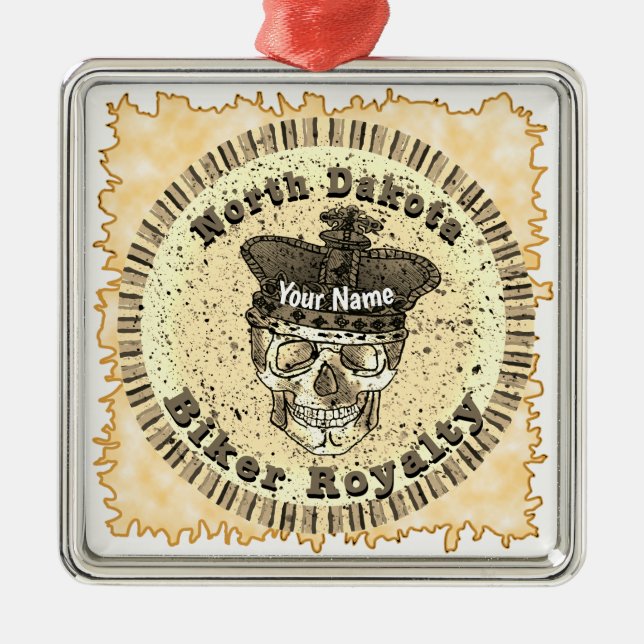 North Dakota Biker  Metal Ornament (Front)