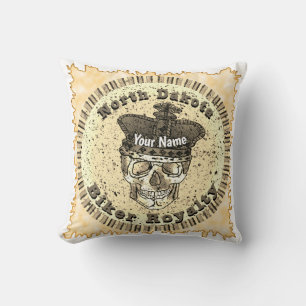 North Dakota Biker Throw Pillow