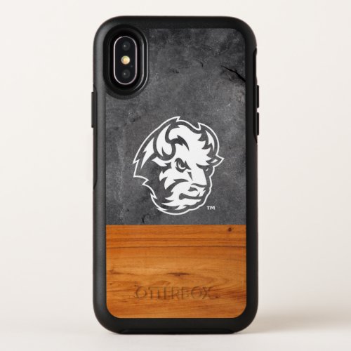 North Dakota Bison Head Wood Cement Half OtterBox Symmetry iPhone X Case