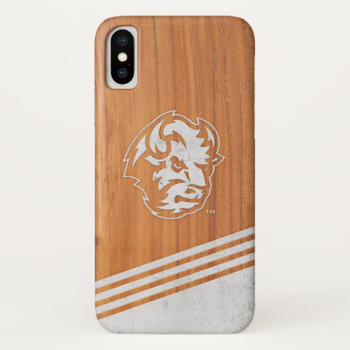 North Dakota Bison Head Wood Cement Logo Stripe iPhone X Case