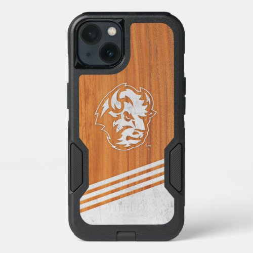 North Dakota Bison Head Wood Cement Logo Stripe iPhone 13 Case