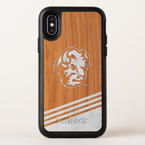 North Dakota Bison Head Wood Cement Logo Stripe OtterBox Symmetry iPhone X Case