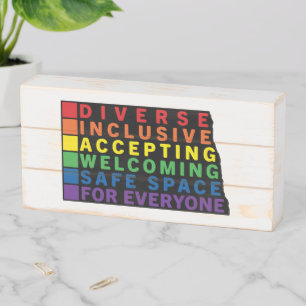 North Dakota (Black) LGBTQ Safe Space Wooden Box Sign