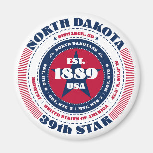 North Dakota Circle Typography Souvenir Magnet
