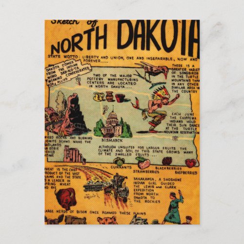 North Dakota Comic Book Postcard