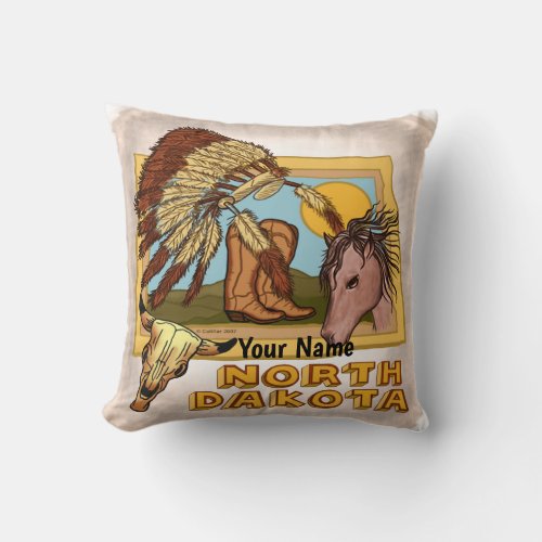 North Dakota custom name   Throw Pillow