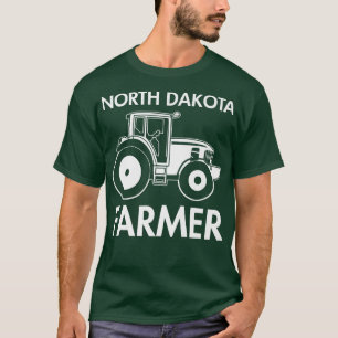 North Dakota Farmer Vintage  Men Tractor Farm Loca T-Shirt