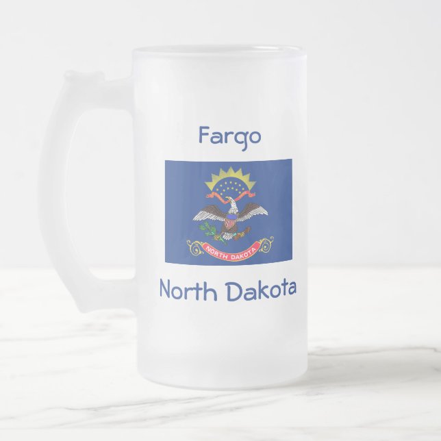 North Dakota Flag Map City Mug (Left)