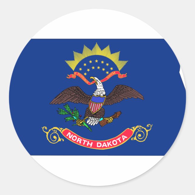 North Dakota Flag Map Classic Round Sticker (Front)