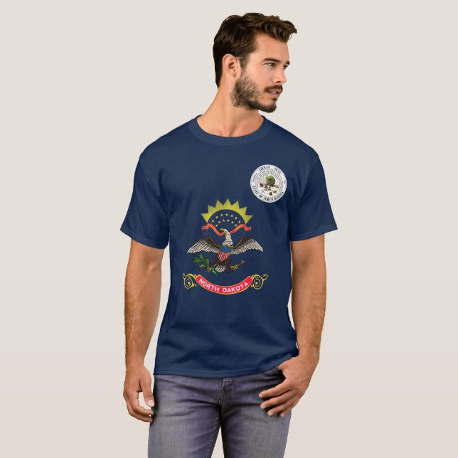 North Dakota flag T-Shirt (Front Full)