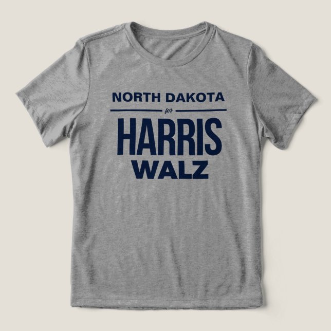 North Dakota for Harris Walz Tri-Blend Shirt (Design Front)