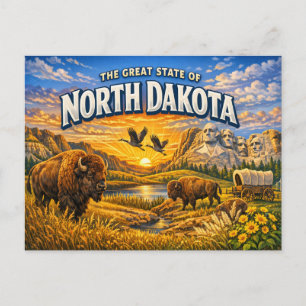 North Dakota Greetings Postcard