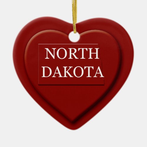 North Dakota Heart Map Christmas Ornament