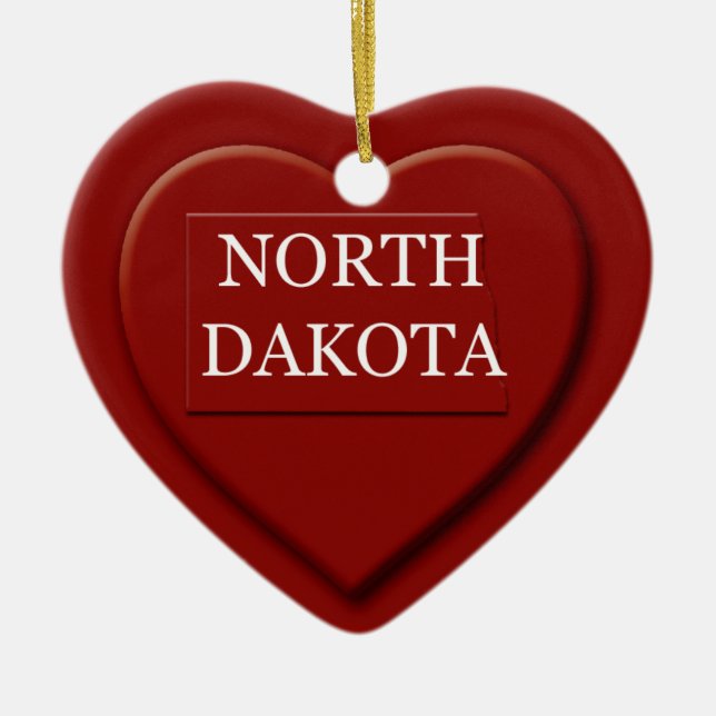 North Dakota Heart Map Christmas Ornament (Front)
