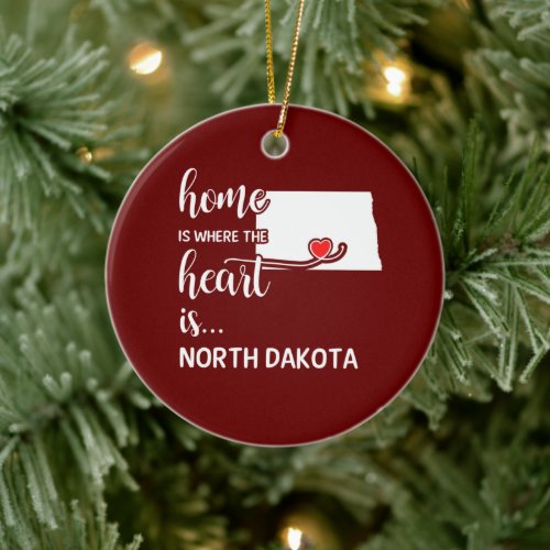 North Dakota home is where the heart is Ceramic Ornament