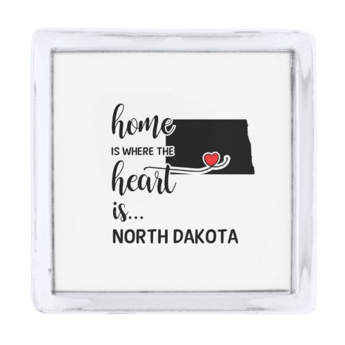 North Dakota home is where the heart is Silver Finish Lapel Pin