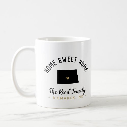 North Dakota Home Sweet Home Family Monogram Mug
