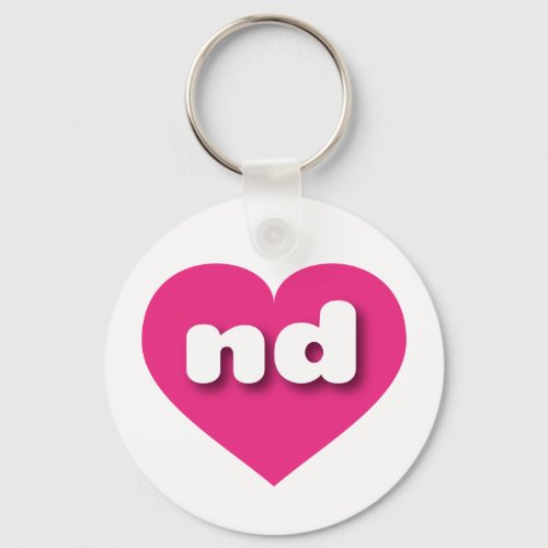 North Dakota hot pink heart _ I love nd Keychain