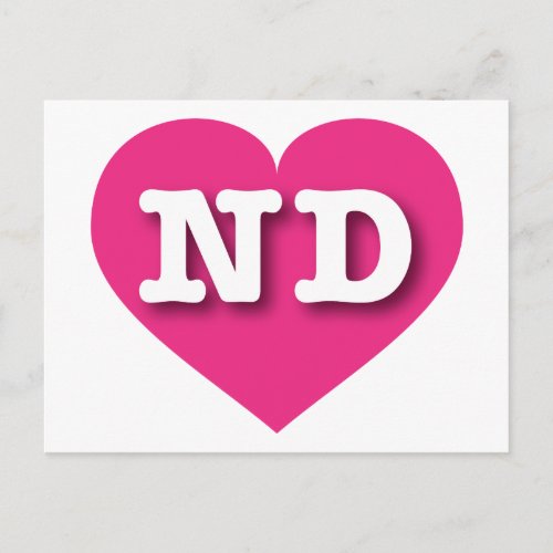 North Dakota Hot Pink Heart _ I love ND Postcard