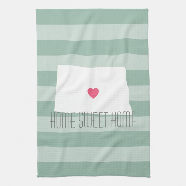 North Dakota Map Home State Love with Custom Heart Towel (Vertical)