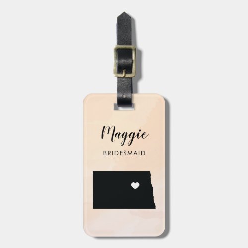 North Dakota Map Luggage Tag Wedding Party Luggage Tag