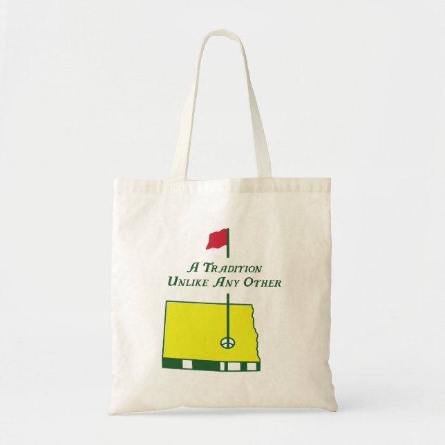North Dakota Masters Golf Logo, A Tradition Unlike Tote Bag (Front)