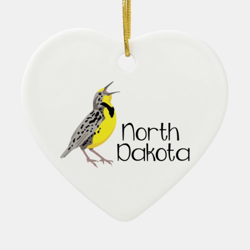 North Dakota Meadowlark Ceramic Ornament