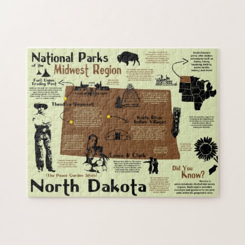 North Dakota National Parks Infographic Map Jigsaw Puzzle