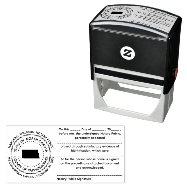 North Dakota Notary Public Acknowledgement Stamp (In Situ)