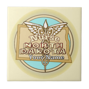 North Dakota Nurse Caduceus Tile