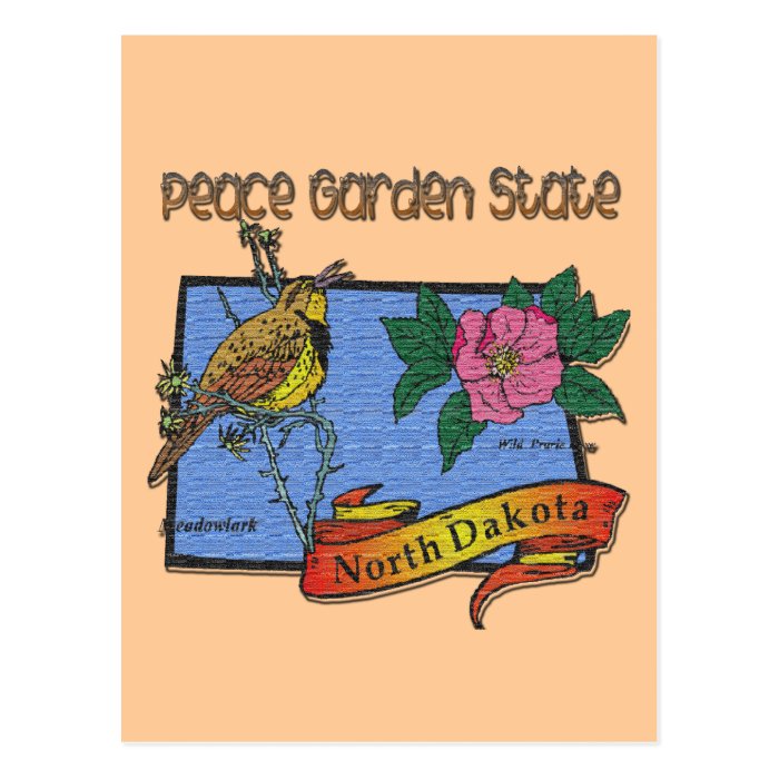 North Dakota Peace Garden State Lark Rose Postcards