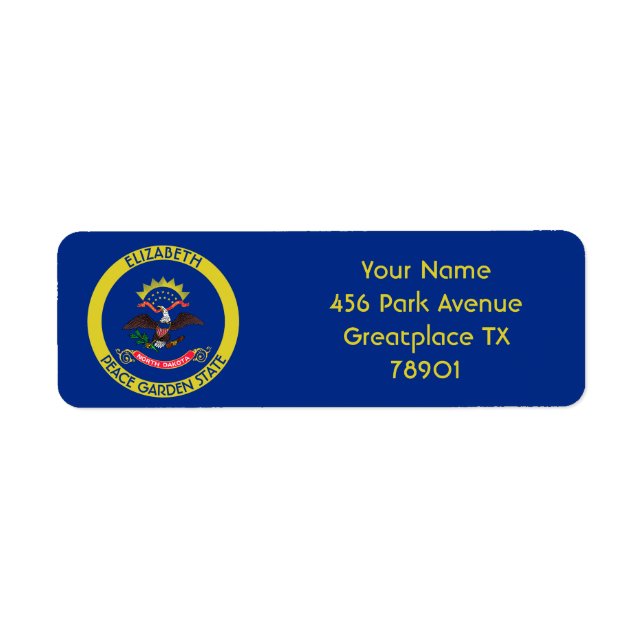 North Dakota Peace Garden State Personalized Flag Label (Front)