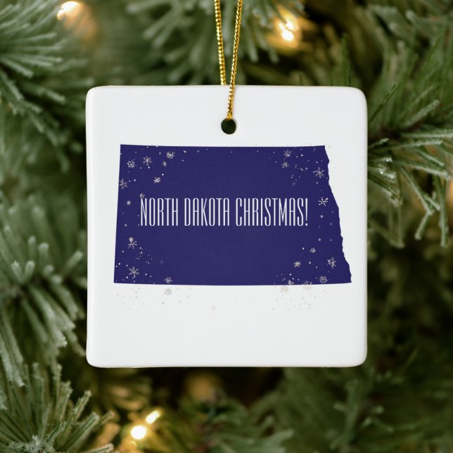 North Dakota Personalized Christmas Ceramic Ornament (Tree)