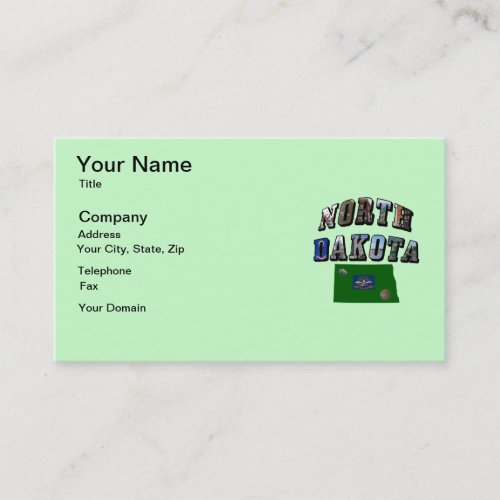 North Dakota Picture Text Business Card