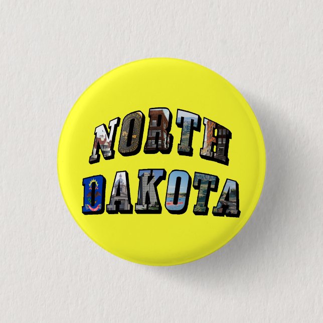 North Dakota Picture Text Button (Front)