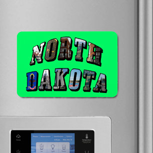 North Dakota Picture Text Flexible Magnet